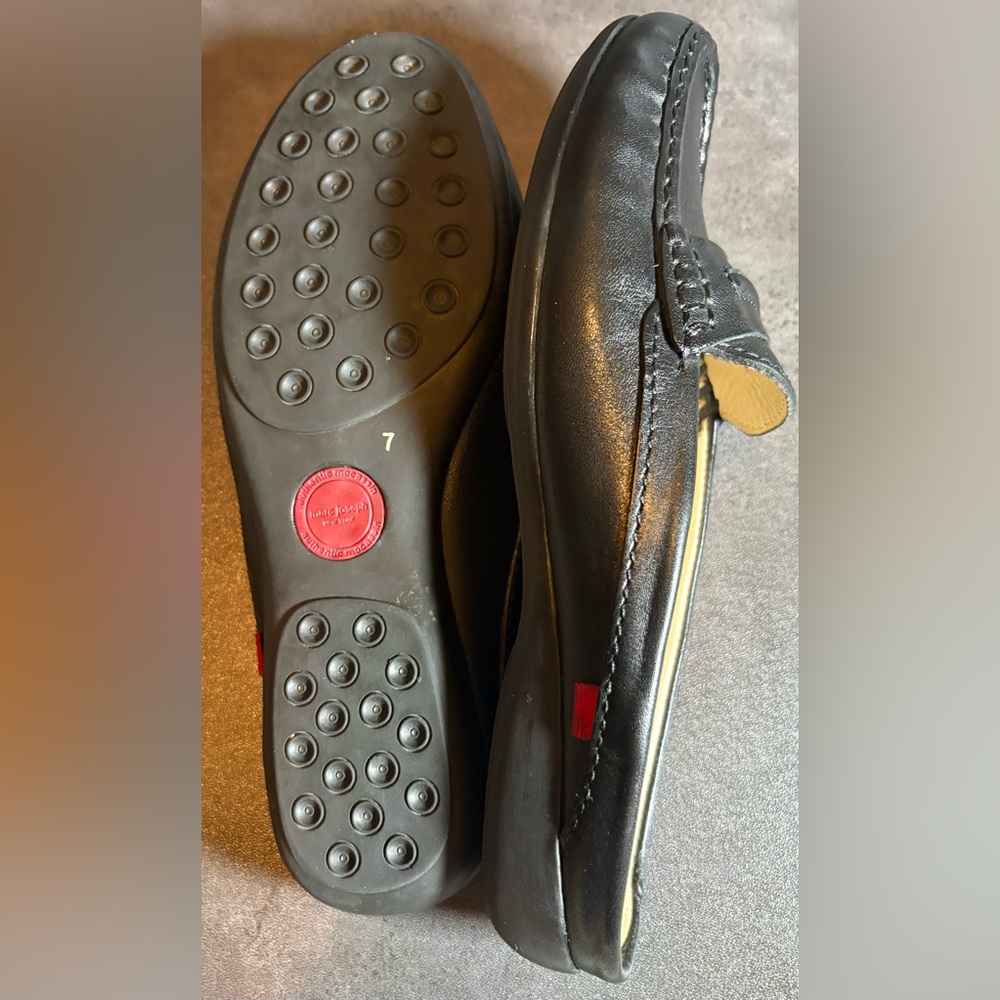 Marc Joseph Black Leather Penny Mules with Cream Insole - Picture 9 of 12